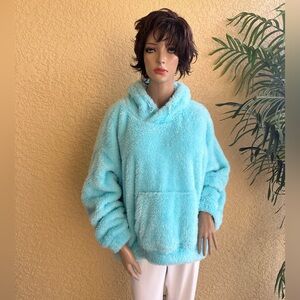 Light turquoise color fleece pullover hoodie
